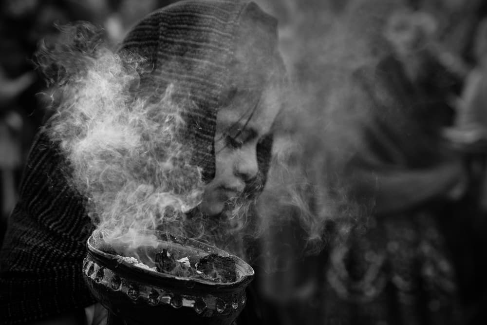 Incense Smoke Ritual by Ali Khataw — canvas wall art