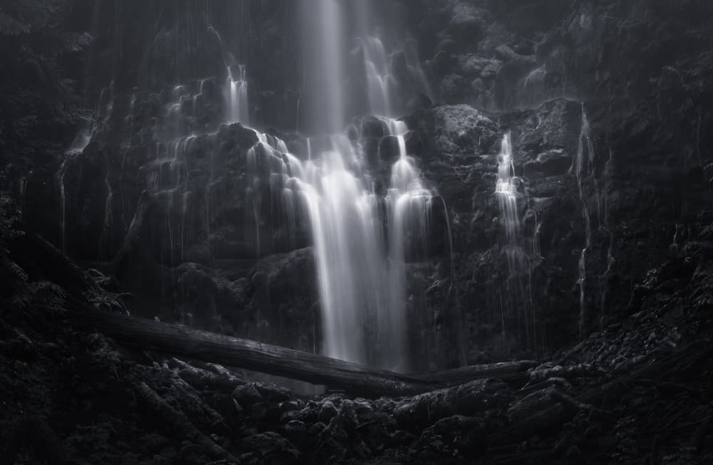 Misty Forest Waterfall by Kenneth-Wei Zeng — canvas wall art