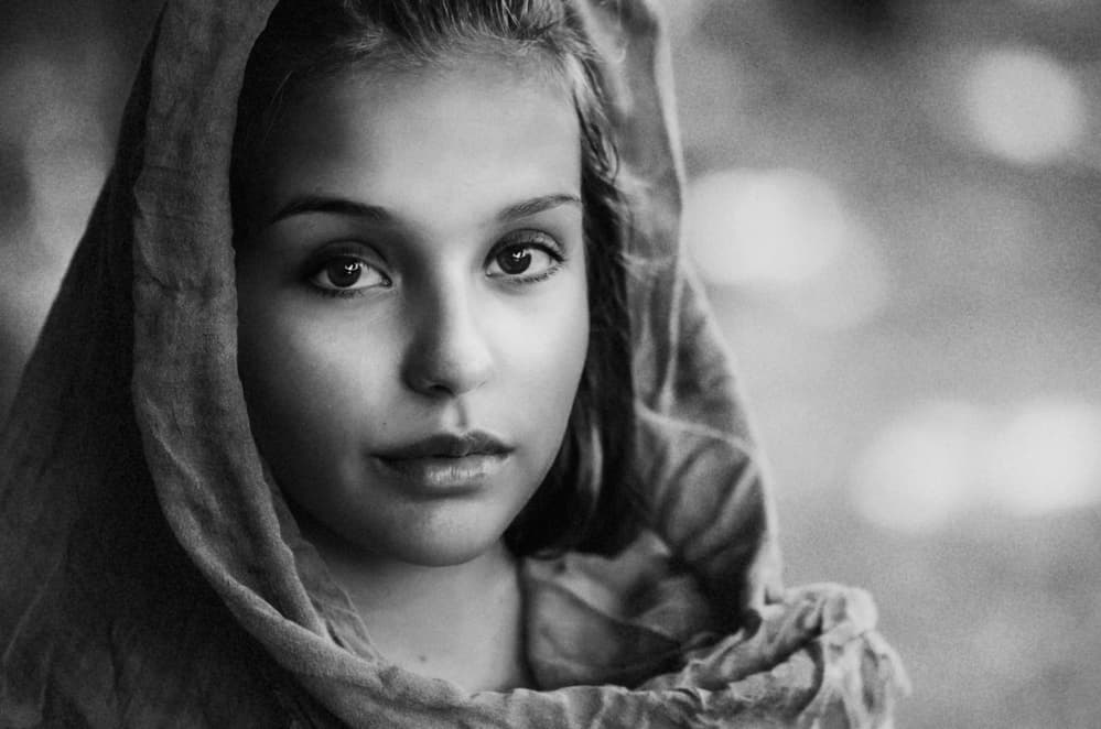 Pensive Girl in Scarf by Desislava Ignatova — canvas wall art