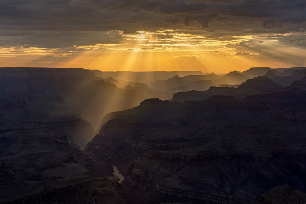 Grand Canyon Sunset Rays by James Cai — canvas wall art