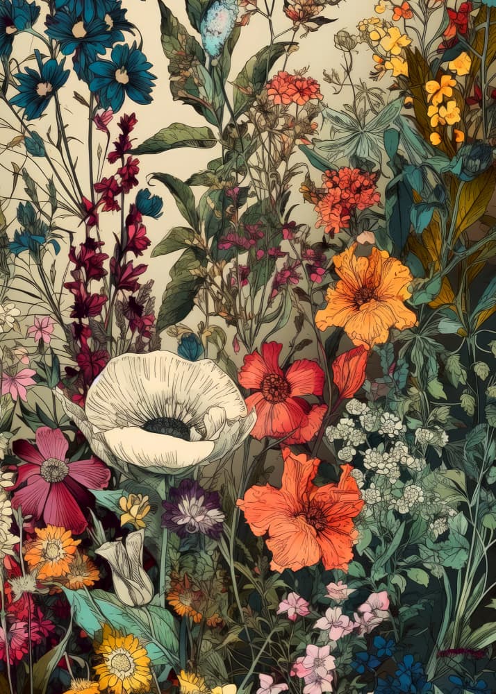 Vibrant Botanical Garden by Justyna Jaszke — canvas wall art