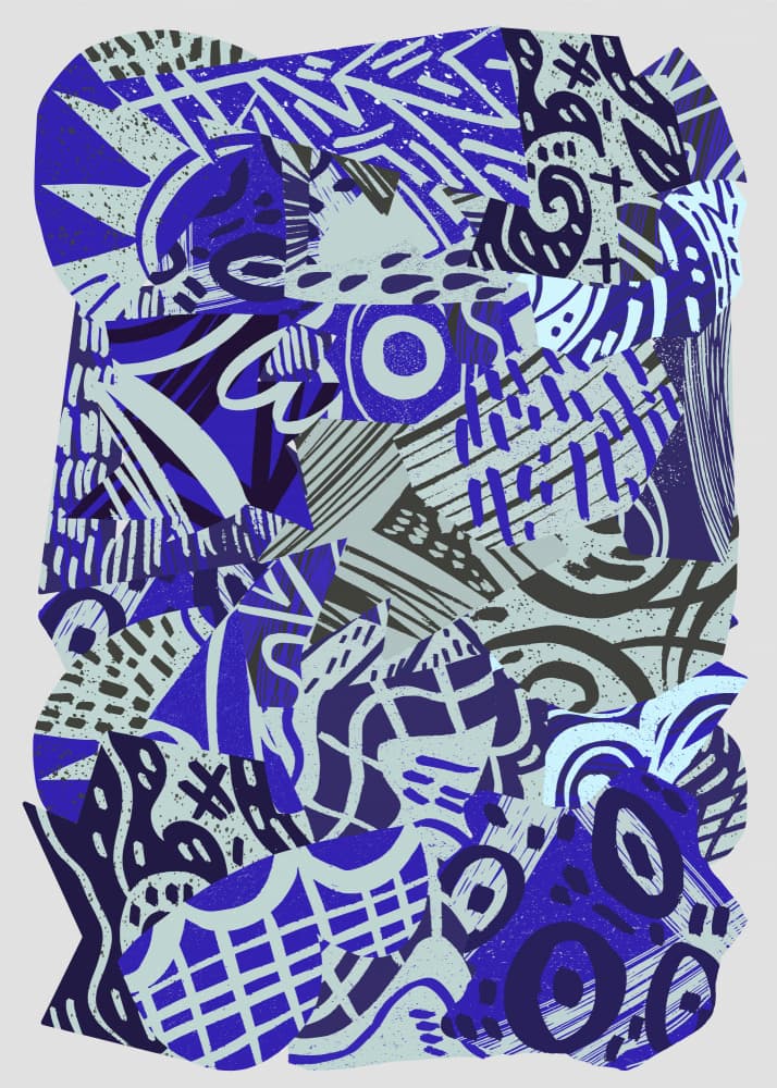 Dynamic Blue Abstraction by RS LAB STUDIO — canvas wall art
