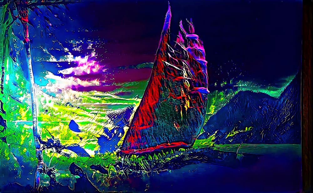 Vibrant Sailboat Dream by mnemonixART — canvas wall art