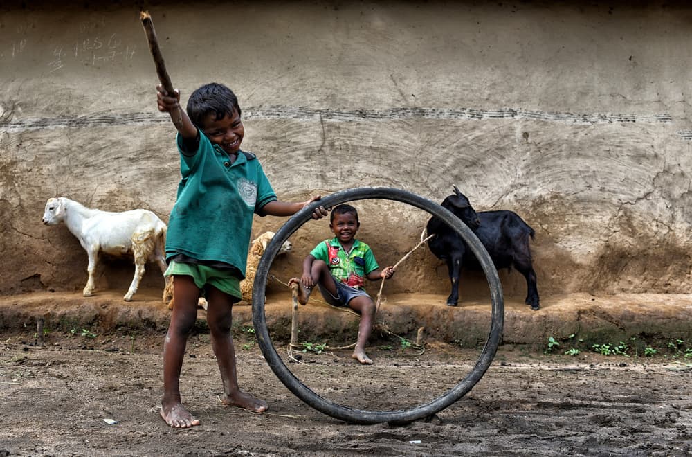 Happy Rural Children by Avishek Das — canvas wall art