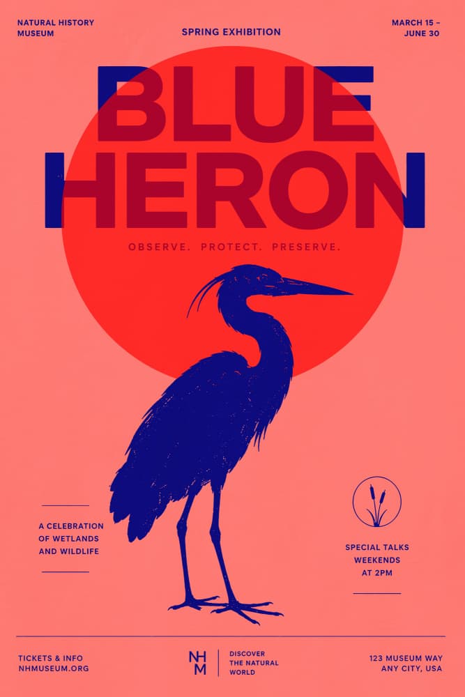 Vibrant Blue Heron by Treechild — canvas wall art