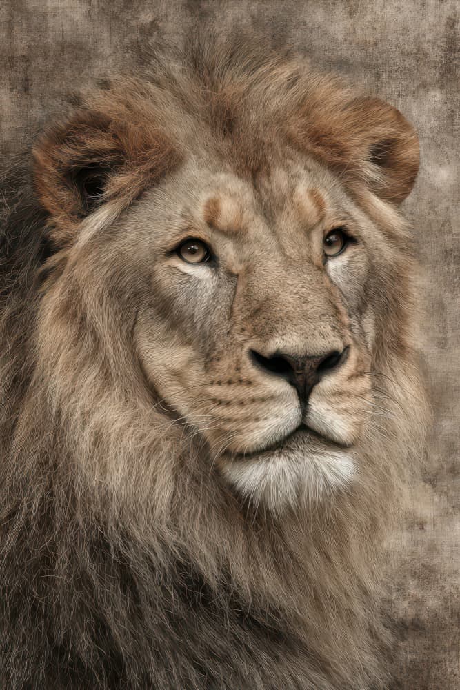 Regal Lion Gaze by Rafal Kulik — canvas wall art