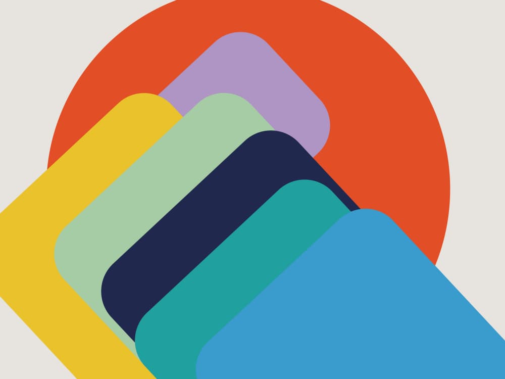 Colorful Layered Shapes by Andreas Magnusson — canvas wall art