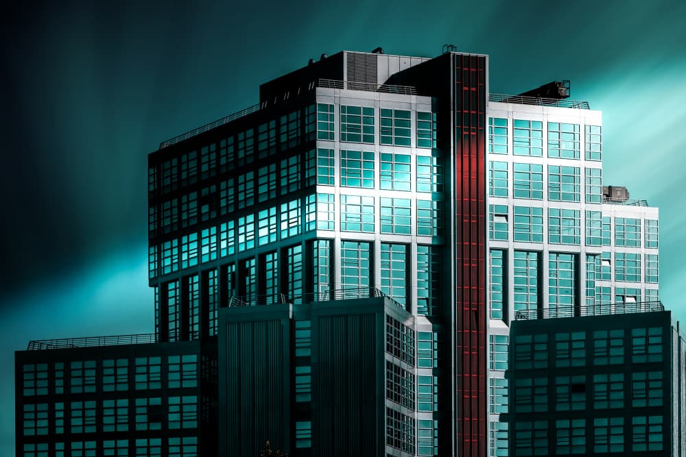 Teal Urban Glow by Jürgen Muß — canvas wall art