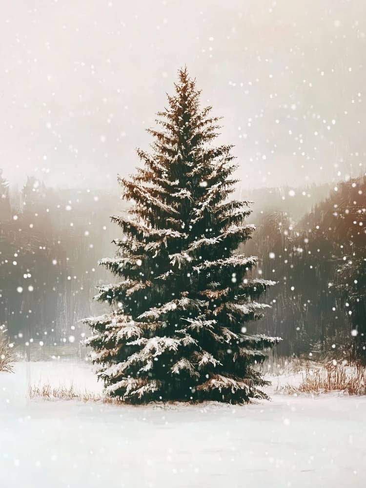 Snowy Pine Tree by Jolly and Dash — canvas wall art