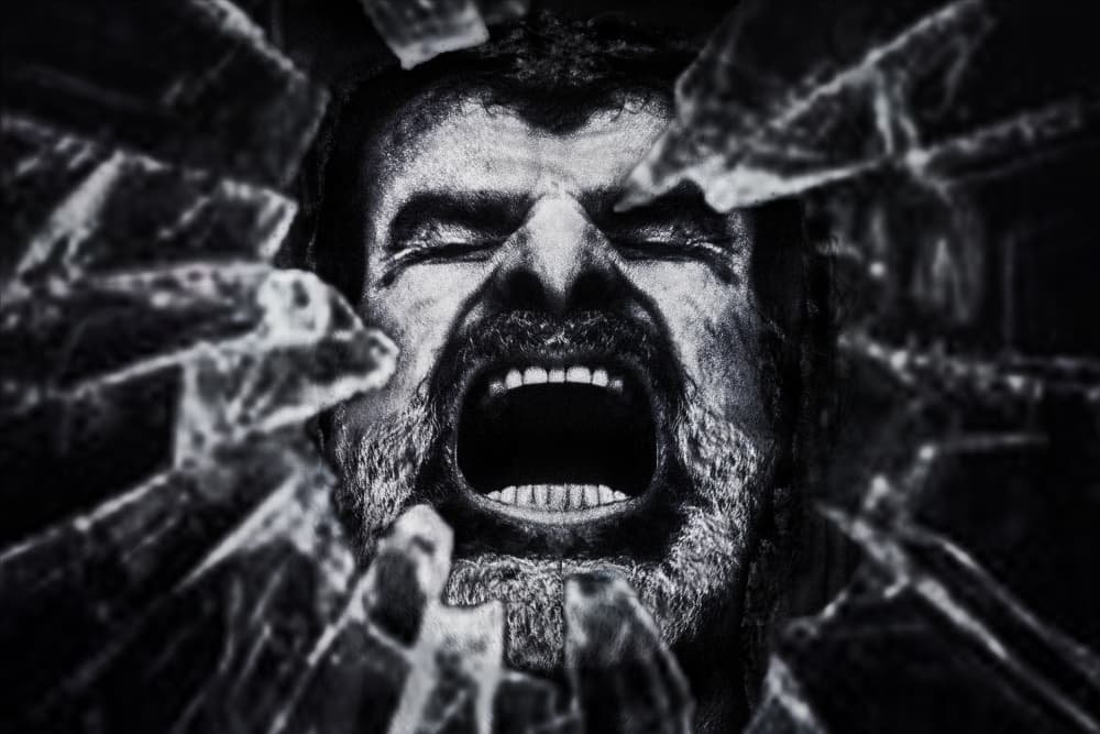 Screaming Man Broken Glass by Piet Flour — canvas wall art