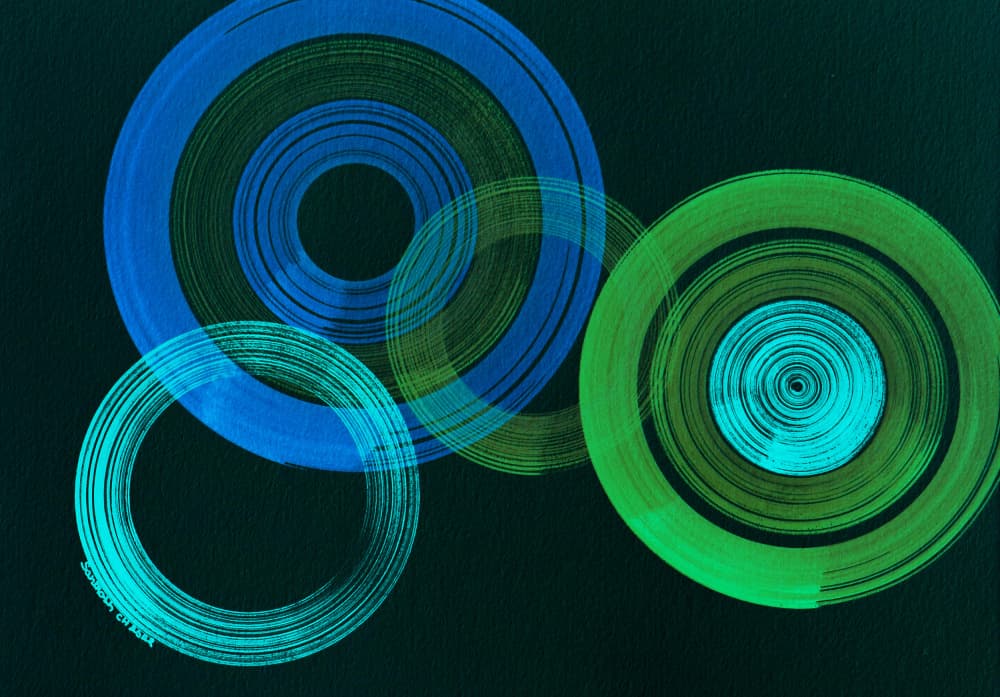Vibrant Blue Green Circles by Santhosh ch — canvas wall art