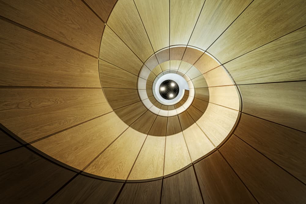Wood Spiral Staircase by fotomarion — canvas wall art
