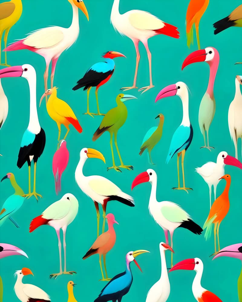 Colorful Tropical Birds by Uma Gokhale — canvas wall art
