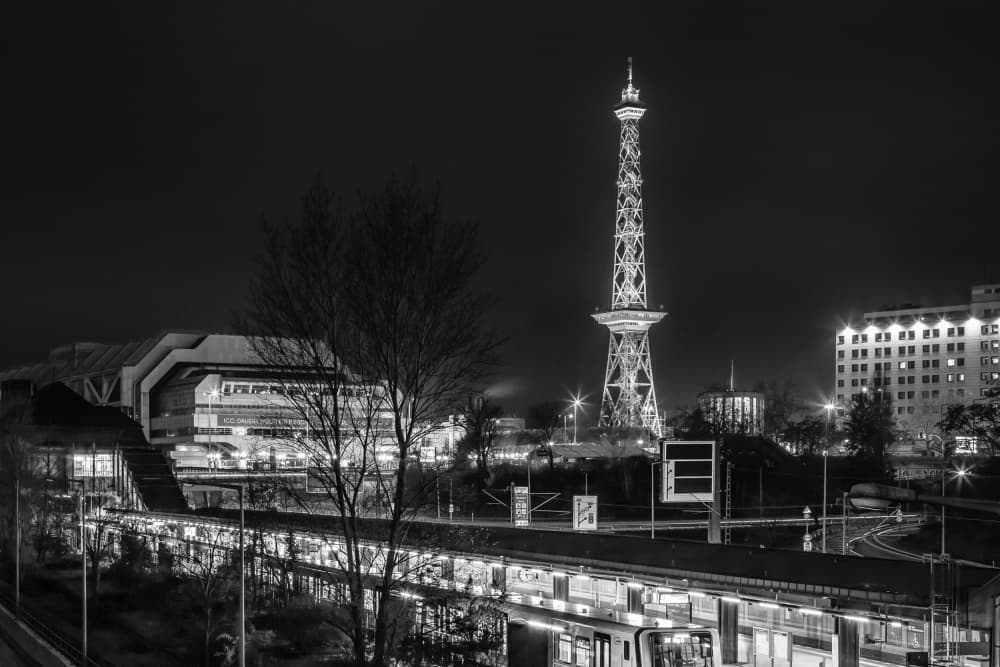 Berlin Radio Tower Night by Melanie Viola — canvas wall art