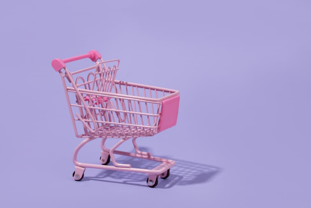 Cute Pastel Shopping Cart by Julia Ramiro — canvas wall art