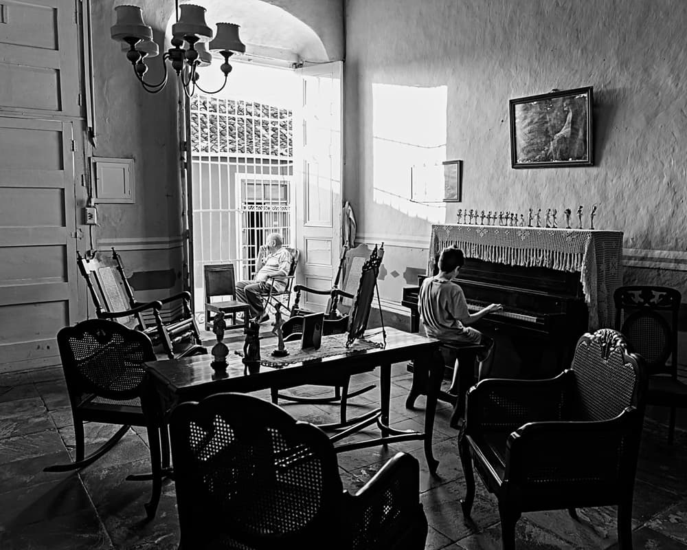 Sunlit Piano Lesson by Luca Domenichi — canvas wall art