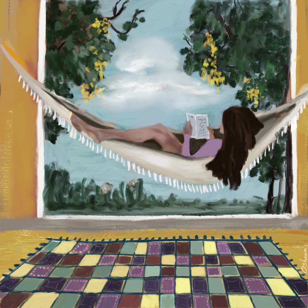 Hammock Reading Escape by Osheensgallery — canvas wall art