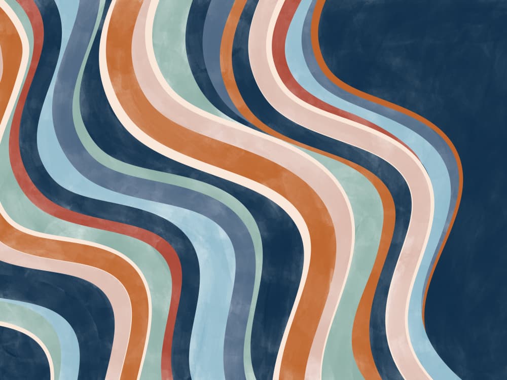 Colorful Retro Waves by Elena Ristova — canvas wall art