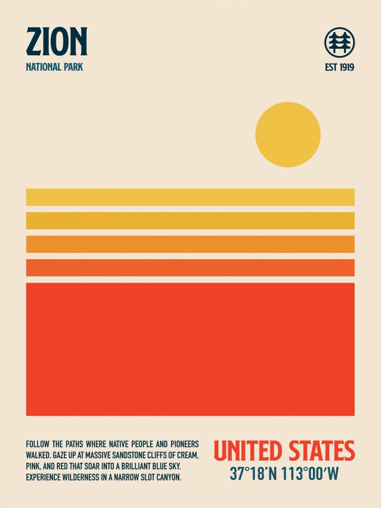 Retro Zion Desert Sun by Retrodrome — canvas wall art