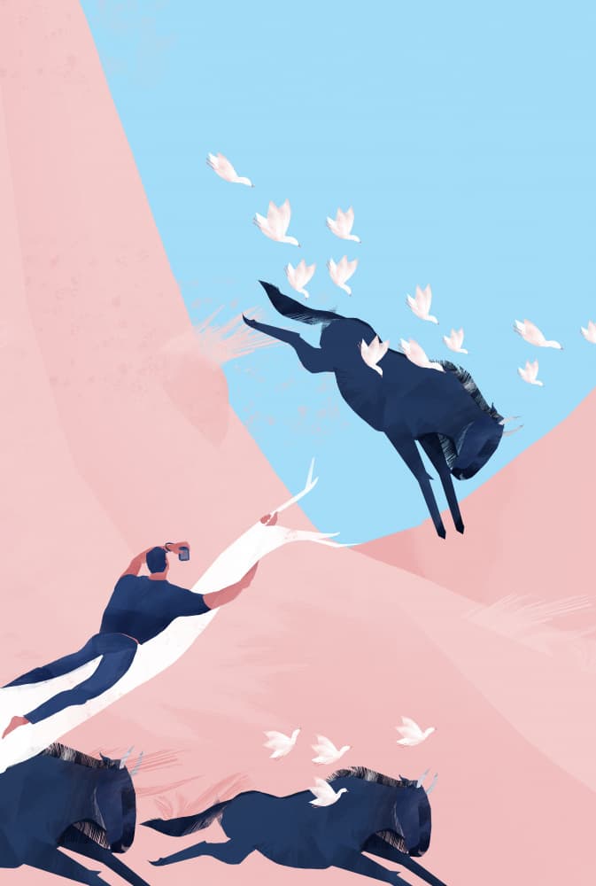 Hopeful Wildebeest Flight by Annelien Smet — canvas wall art