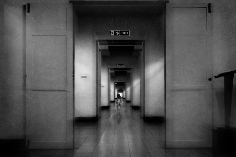 Solitary Hallway Child by Ekkachai Khemkum — canvas wall art