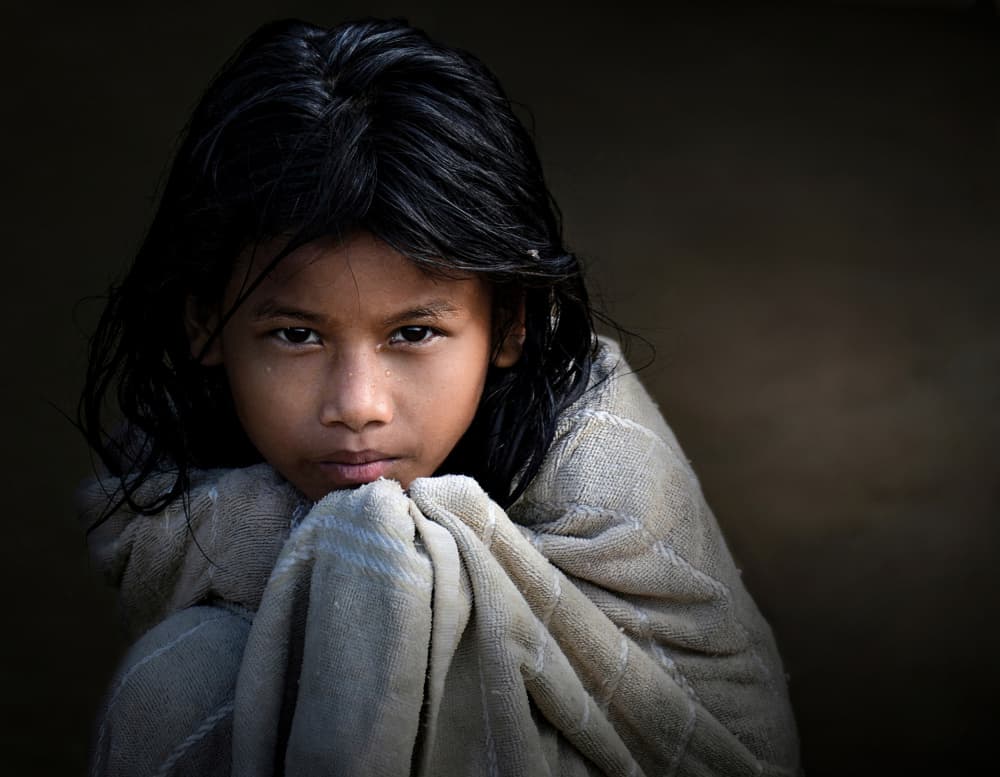 Pensive Young Girl by Irene Perovich — canvas wall art