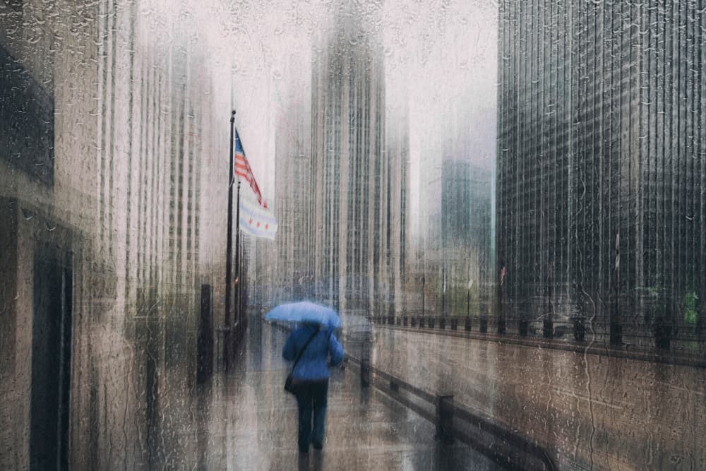 Rainy City Umbrella Walk by Roswitha Schleicher-Schwarz — canvas wall art