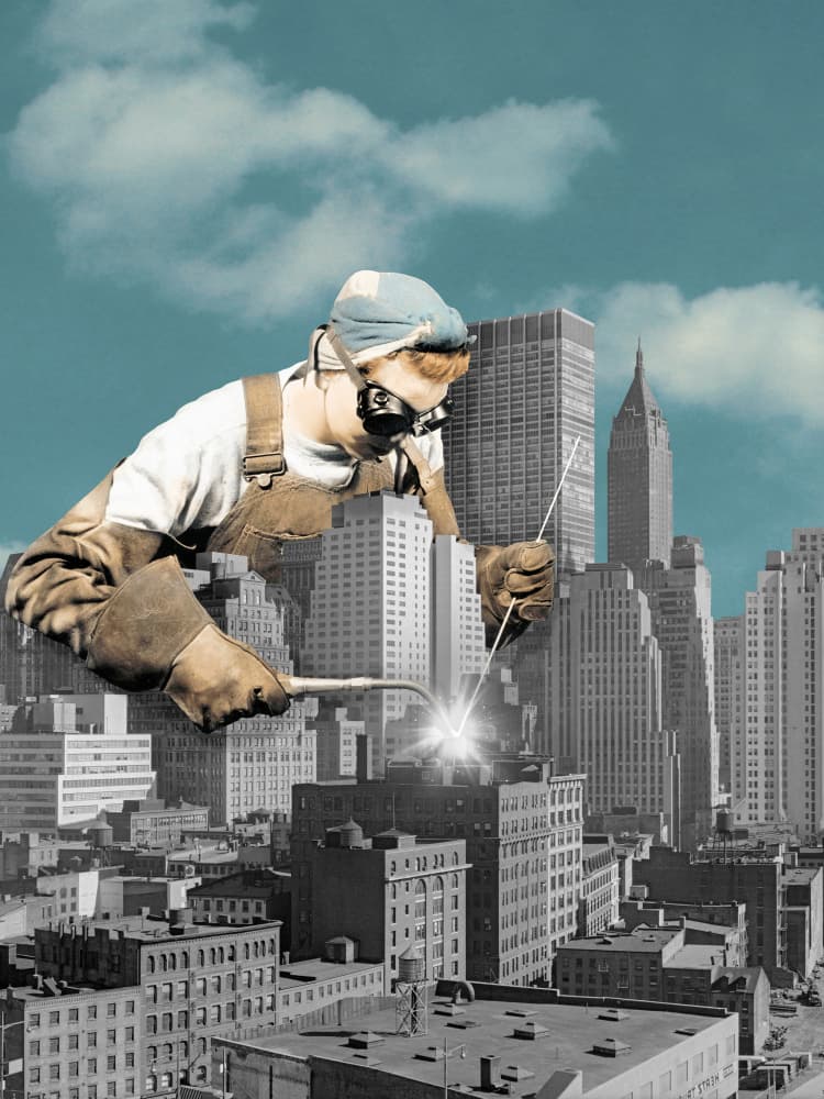 Giant City Welder by Marja van den Hurk — canvas wall art