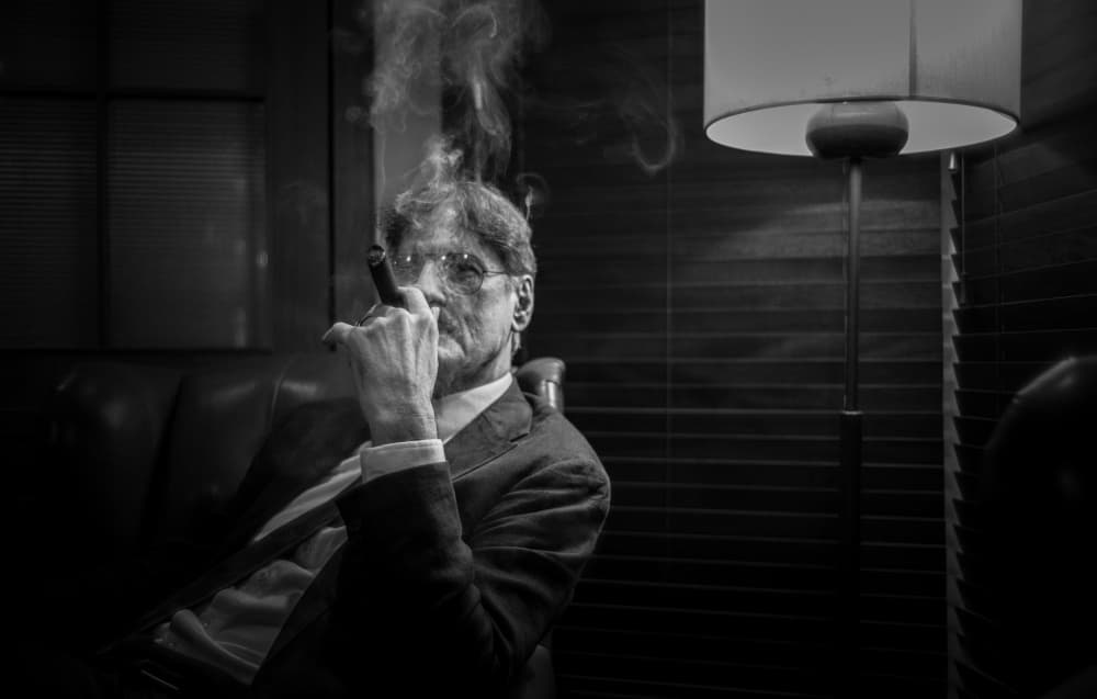 Elegant Man Smoking Cigar by Alan Kwang — canvas wall art