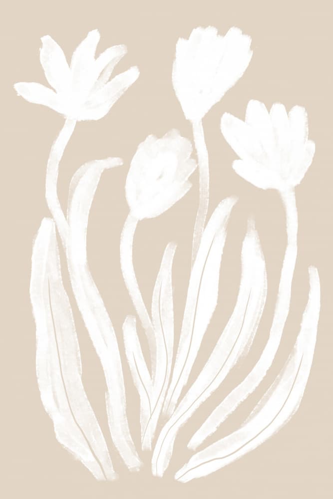 Minimalist White Botanicals by Melloi Art Prints — canvas wall art