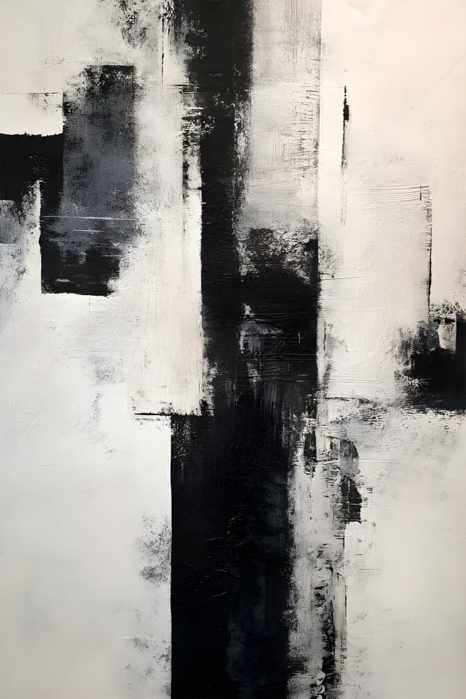 Textured Black White Abstraction by Miguel Bruzual — canvas wall art