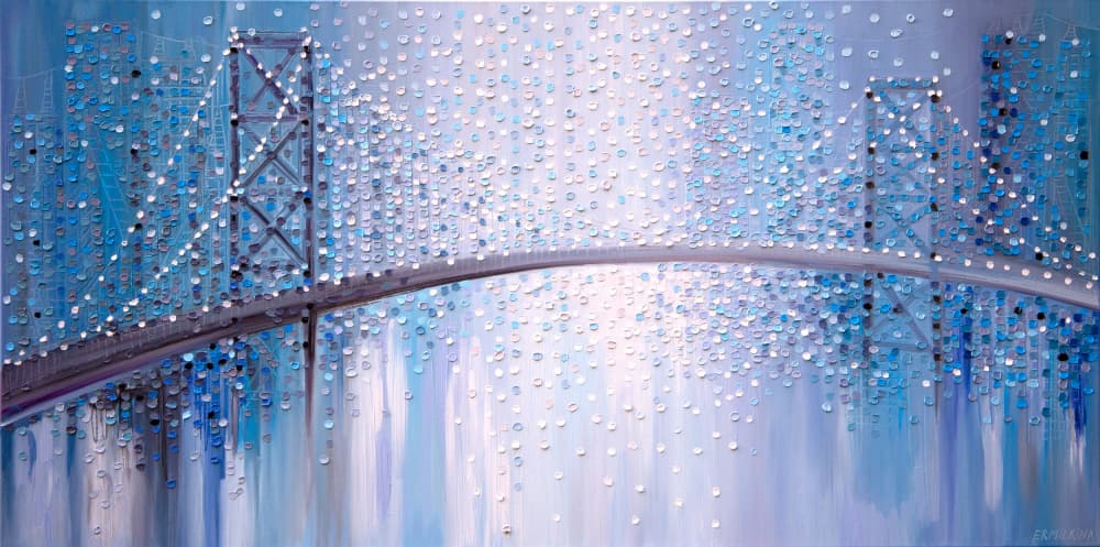 Blue Abstract Bridge by Ekaterina Ermilkina — canvas wall art