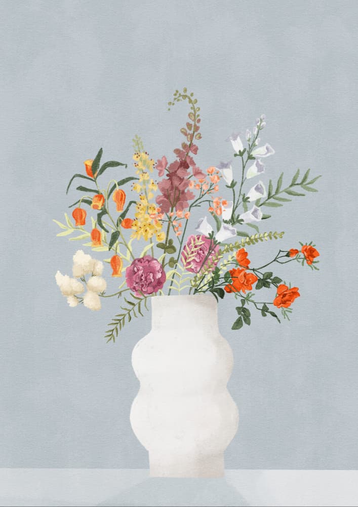 Flowers In Vase, Blue by Goed Blauw — canvas wall art