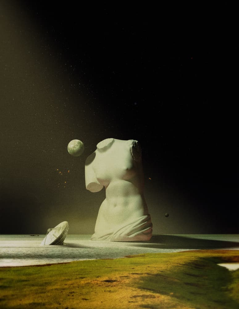 Ancient Statue Cosmic Dream by Fran Rodríguez — canvas wall art