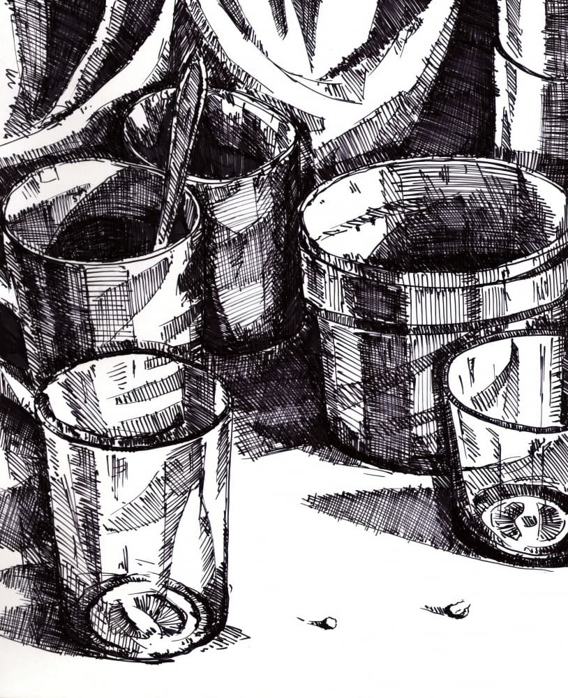 Still Life Glasses Sketch by Kulik — canvas wall art