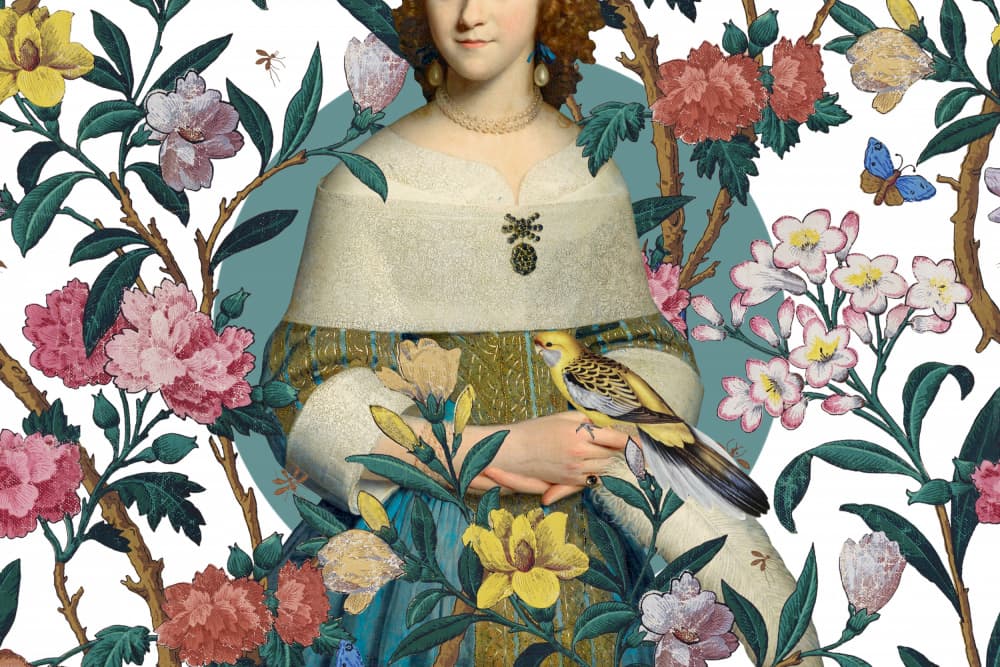 Elegant Floral Portrait by Marja van den Hurk — canvas wall art
