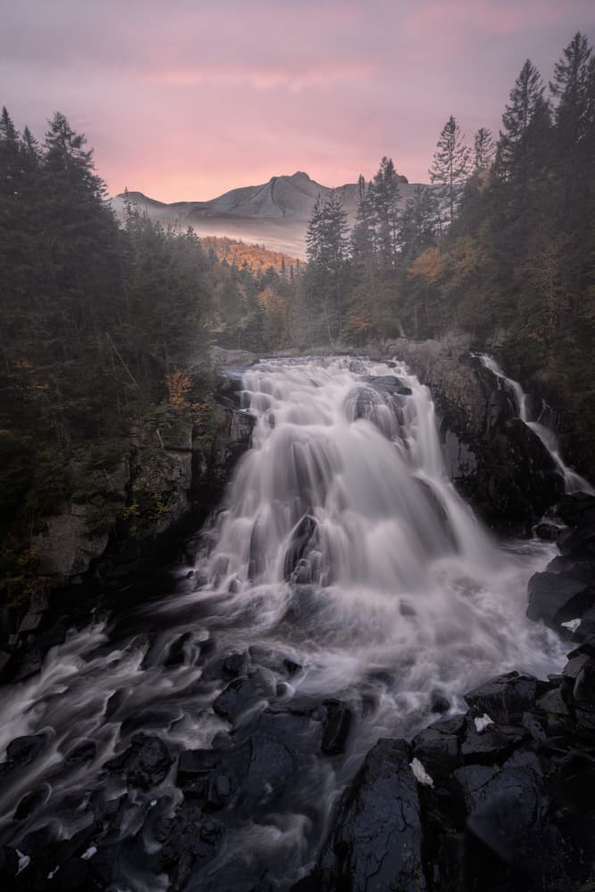Misty Mountain Falls by Larry Deng APA — canvas wall art