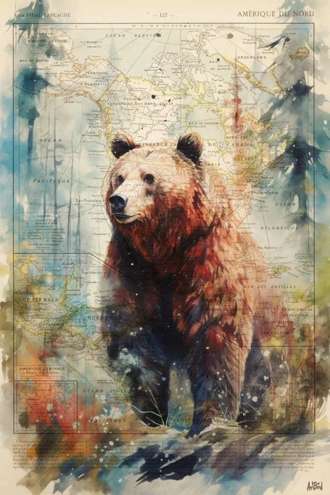 Grizzly by thomas chedeville — canvas wall art