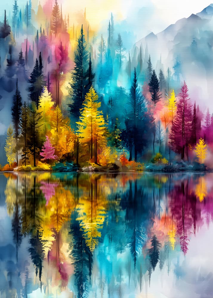 Vibrant Forest Reflection by Justyna Jaszke — canvas wall art