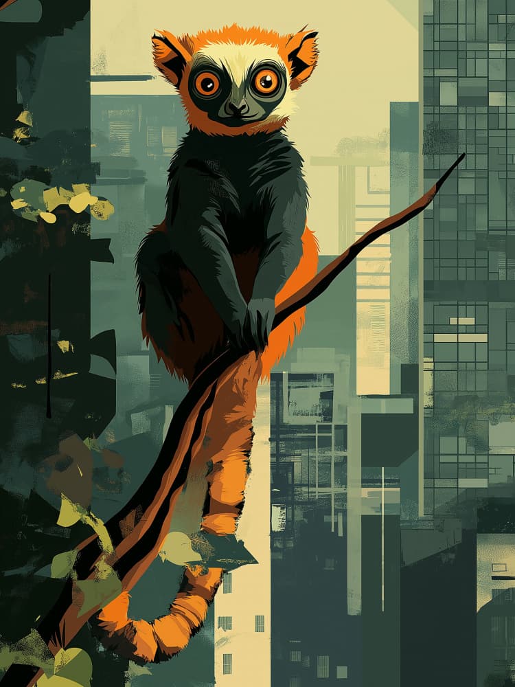 Urban Jungle Lemur by Layla Oz — canvas wall art