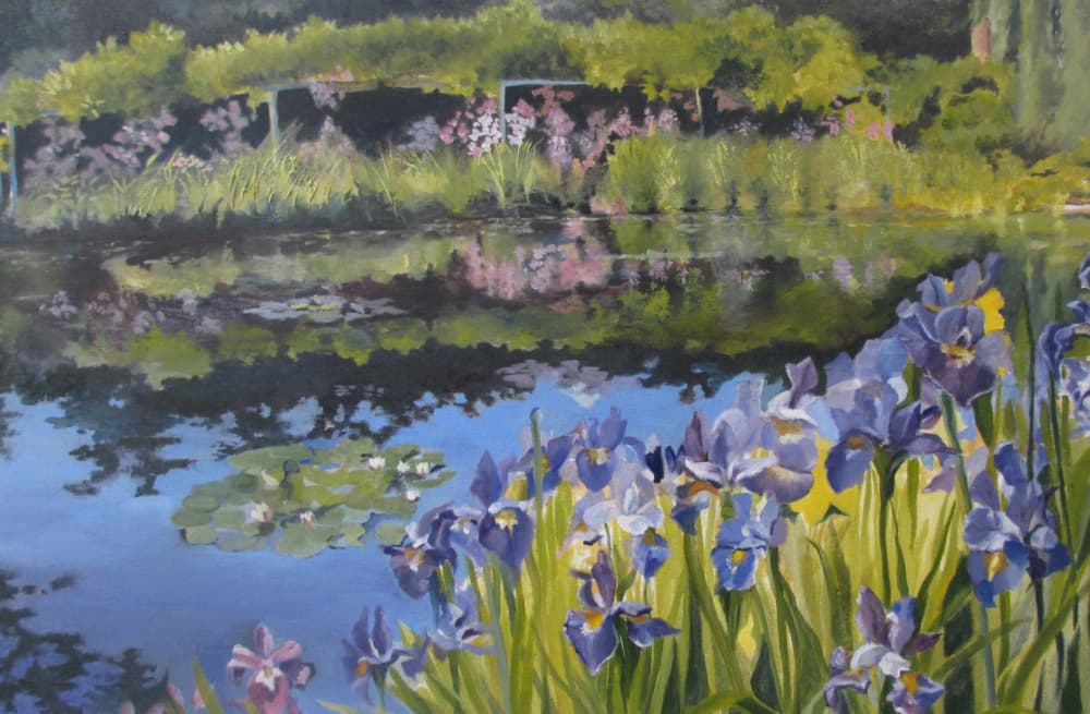 Summer Garden Irises by Maxine Shore — canvas wall art
