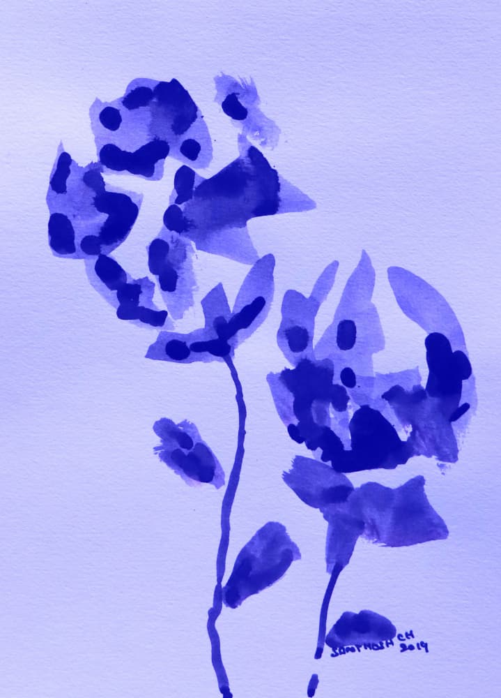 Abstract Violet Flowers by Santhosh ch — canvas wall art