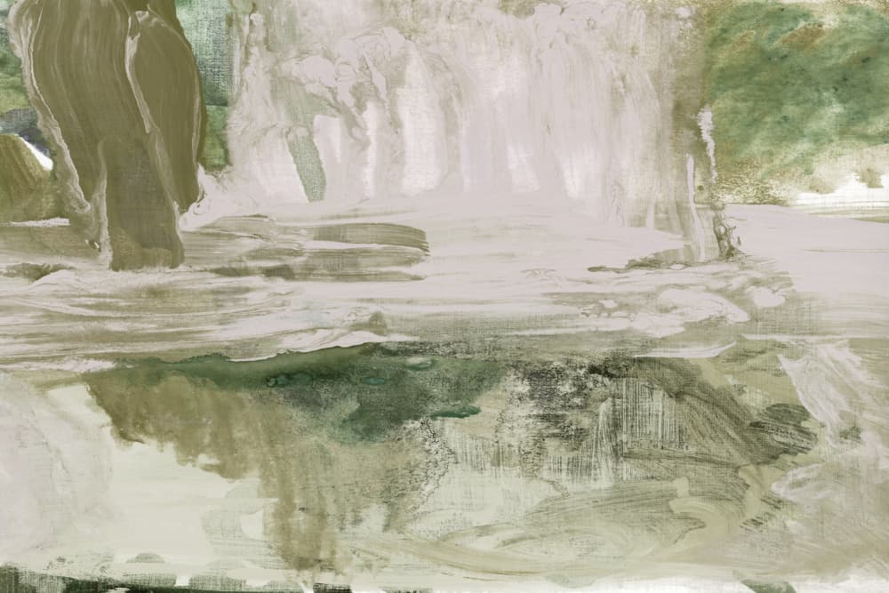 Soft Green Cascade by cartissi — canvas wall art