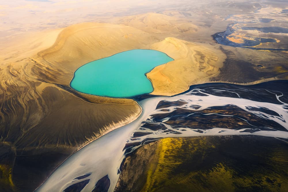 Turquoise Lake River Patterns by Yuan Cui — canvas wall art