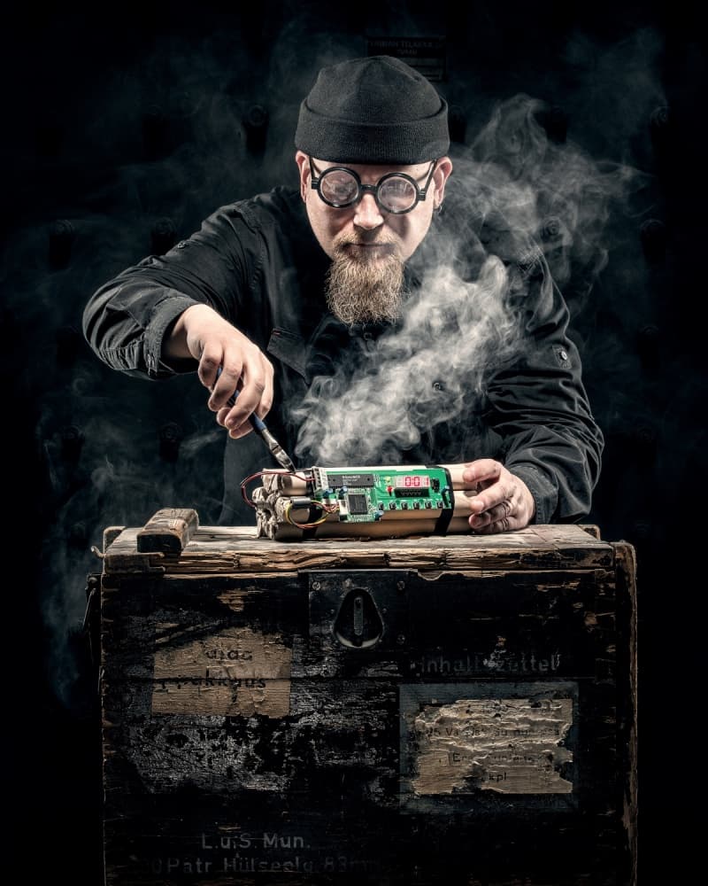Man Defusing Bomb by Petri Damstén — canvas wall art