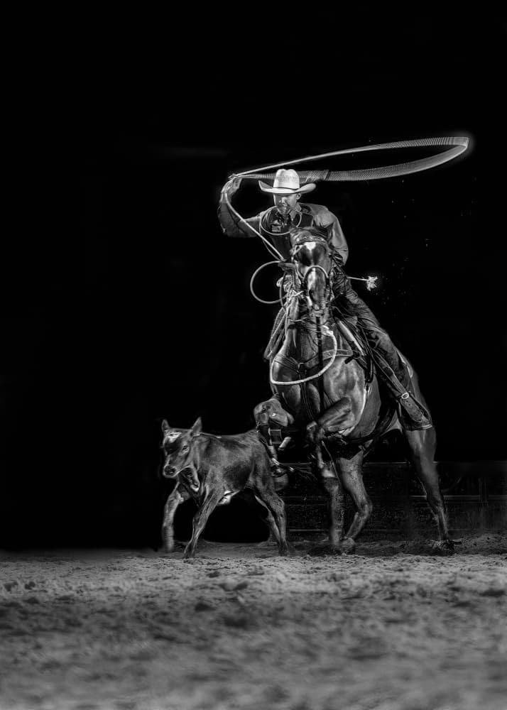 Cowboy Roping a Calf by Ken Liang — canvas wall art