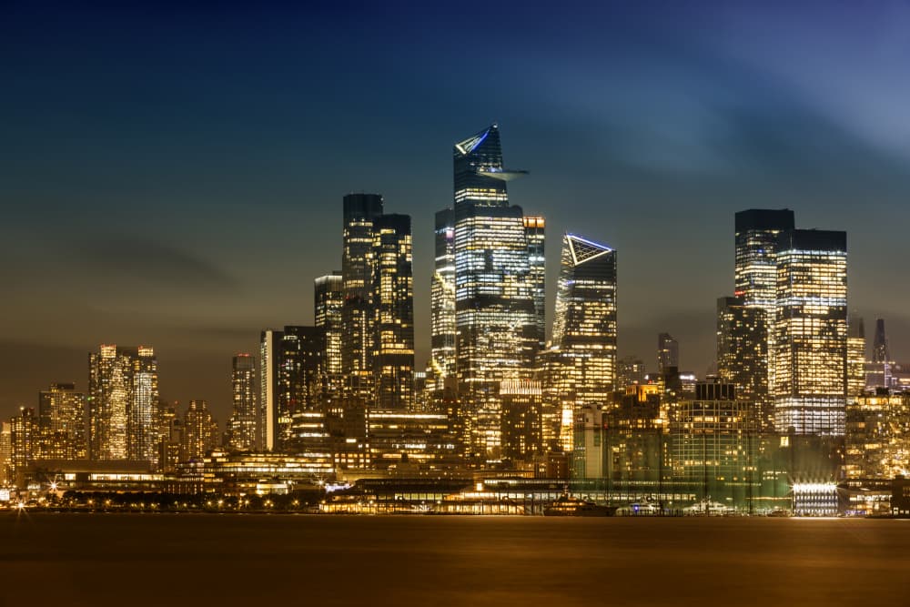 Modern Metropolis Glow by Melanie Viola — canvas wall art