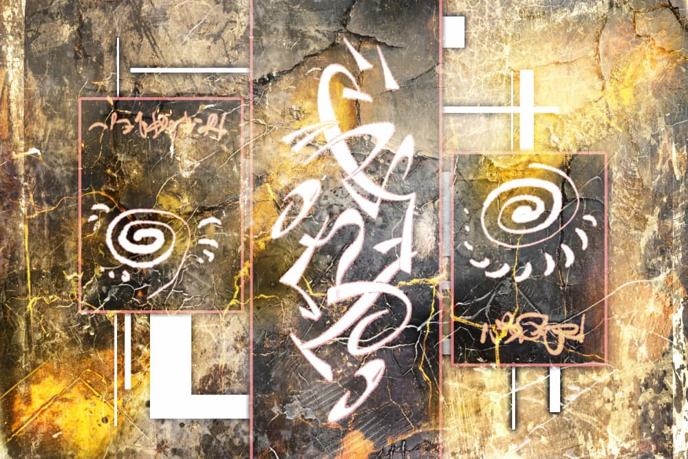 Abstract Golden Script by Rafal Kulik — canvas wall art