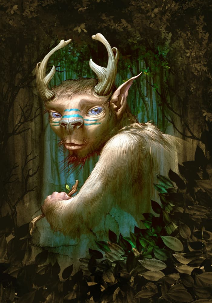 Faun in Enchanted Woods by Juan Hernaz — canvas wall art