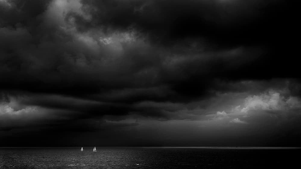 Sailboats Under Dark Clouds by Greetje van Son — canvas wall art